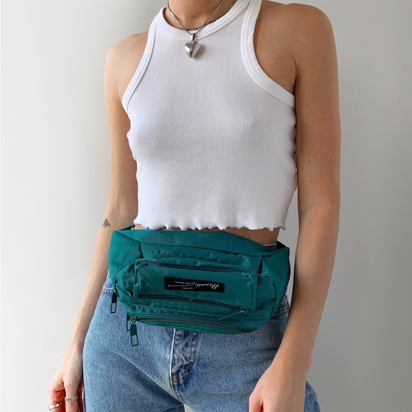 ‼️SOLD‼️ Vintage nylon sporty teal belt bag / bum bag / fanny pack - Picture 2 of 5